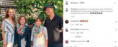 歌王许冠杰一家六口现身,混血妻子身材发福,双胞胎孙子似外国人